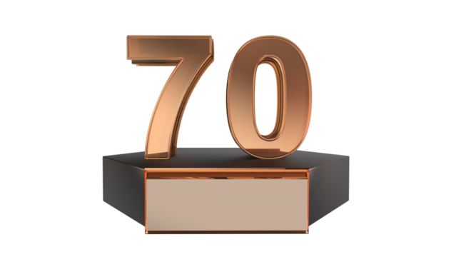 Gold 3d number 70 on podium 