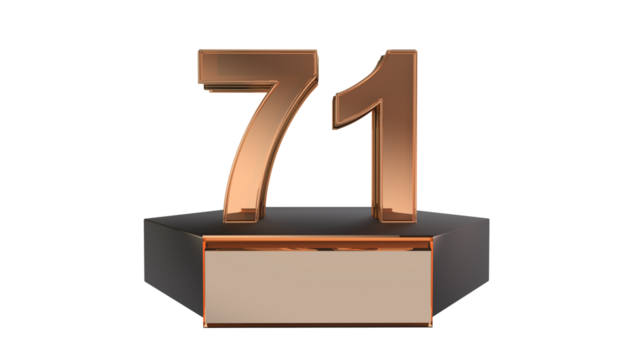 Gold 3d number 71 on podium 
