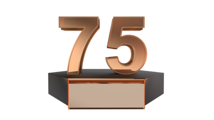 Gold 3d number 75 on podium 