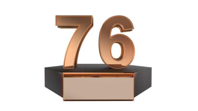 Gold 3d number 76 on podium 