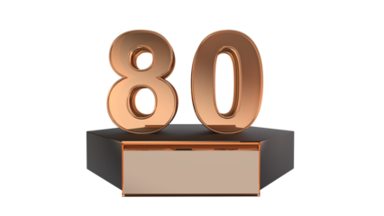 Gold 3d number 80 on podium 
