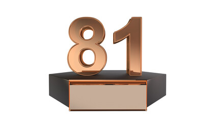 Gold 3d number 81 on podium 