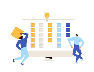 Teamwork. People working with stickers together.