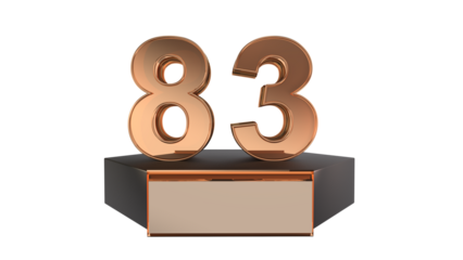 Gold 3d number 83 on podium 