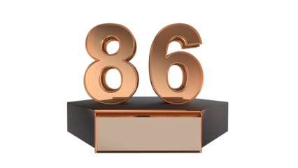 Gold 3d number 86 on podium 