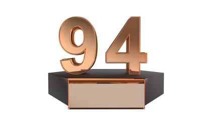 Gold 3d number 94 on podium 
