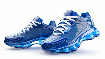 Blue sport sneakers shoes - obrazy, fototapety, plakaty