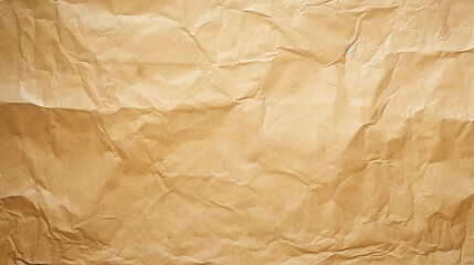 Fototapeta premium Brown crumpled recycle paper texture background. Craft beige paper backdrop. Generative AI