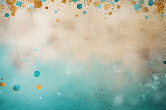 Dreamy Teal and Gold Abstract Painting with Serene Atmosphere
