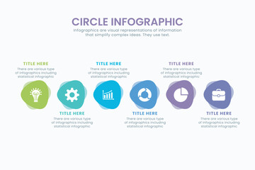 Minimal business circle infographic design template for cycling diagram. presentation and round chart. Business concept with 6 stages. Modern flat vector illustration for data visualization.