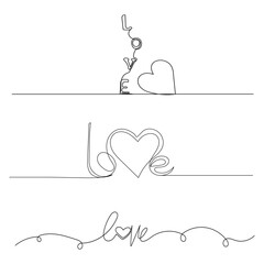 inscription love drawing continuous line on a white background vector