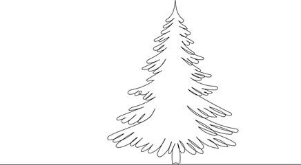 Christmas tree continuous line drawing on white background vector