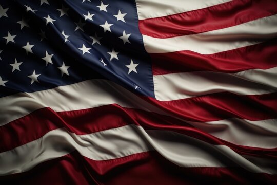A close up view of a large American flag. This patriotic image can be used to show national pride or to represent the United States in various contexts