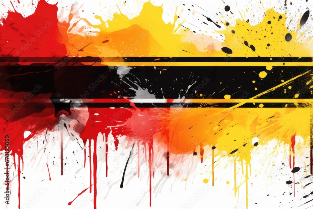 Poster A picture of a flag with colorful paint splatters. This image can be used for various creative projects or to represent artistic expression.