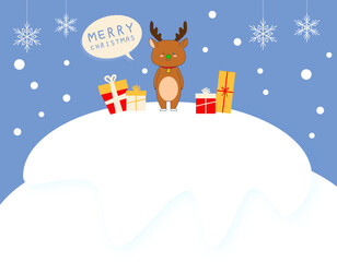 トナカイとプレゼントのクリスマスフレーム背景