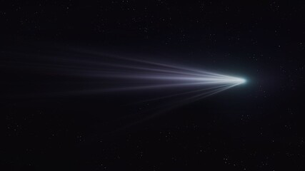 Comet tail on the background of stars. A celestial body in space. Meteor in the night sky. A comet...