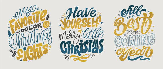 Holiday poster. Winter card.Merry Christmas and happy new year - cute postcard. Lettering label for poster, banner, web, sale, t-shirt design. New year holiday greeting card.