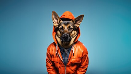 German Shepherd Dog Dressed As A Rapper. Сoncept Nature's Beauty, Urban Landscapes, Serene Sunsets, Majestic Mountains