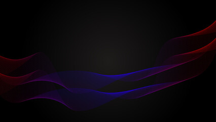 Abstract smooth red waves on black background vector illustration