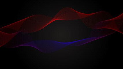 Abstract smooth red waves on black background vector illustration