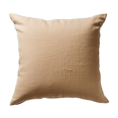 Beige Linen Pillow Isolated on Transparent or White Background, PNG
