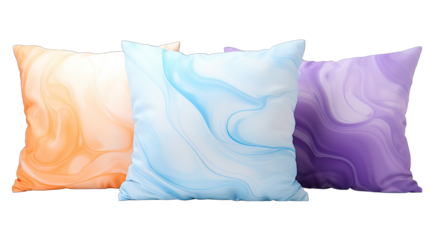 Set of Tie-Dye Pillows Isolated on Transparent or White Background, PNG