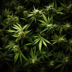 Fototapeta premium Cannabis leaves background pattern texture