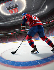 Obraz premium ice hockey goalkeeper player in action, motion on the ice