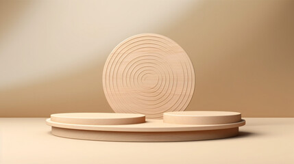 Wooden podium for display product. Background