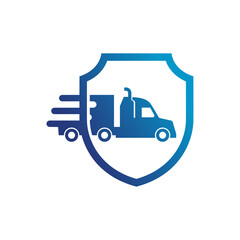 Truck silhouette abstract logo template vector. Logistic delivery, express fast shipping logo design template