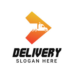 Truck silhouette abstract logo template vector. Logistic delivery, express fast shipping logo design template