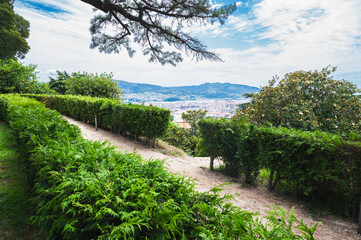 Park Monte del Castro, park located on a hill in Vigo, the biggest city in Galicia Region, in the North of Spain. Trees, paths, selective focus