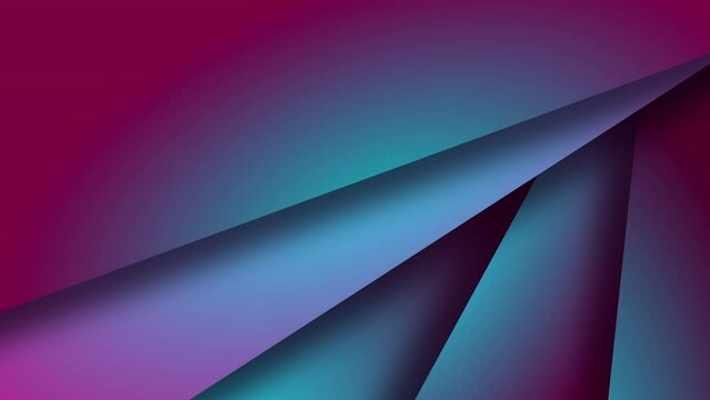 Colored background with moving triangular shapes.