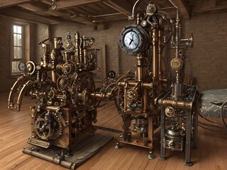 Fototapeta na wymiar Steampunk ancient machine