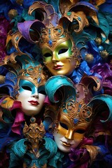 vibrant ornate Mardi Gras masks
