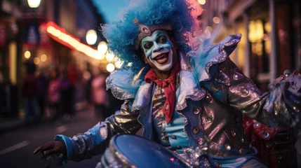 Papier Peint photo Carnaval Portrait of Mardi Gras street performer