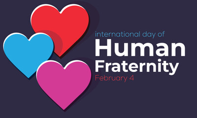 international day of human fraternity. background, banner, card, poster, template. Vector illustration.