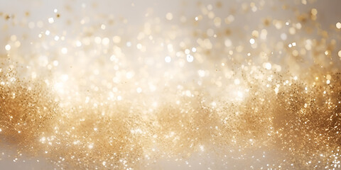 Abstract gold glitter lights background  Golden backdrop with glitter, sequins. Celebration, festive, event. Bokeh effect. Trendy design for Christmas AI Generative 