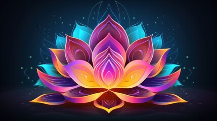 Lotus Yoga Symbol Meditation: A New Quality, Universal, Colorful Holiday Stock Image Illustration Design, Embracing Serenity and Spiritual Harmony.