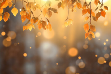 Naklejka na ściany i meble Autumn leaves on the tree, blurred Background