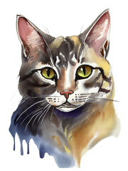 Abstract cat multicolored on a white background