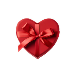 red heart shaped gift box isolated on transparent background