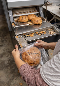 Sourdough bread slicing