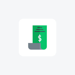 Computer receipt icon, Electronic billing,Payment confirmation flat icon, flat color icon, pixel perfect icon