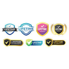 Obraz premium Gradient banner lifetime warranty. Lifetime Warranty label, sticker, seal, badge, icon, logo, signflat vector illustration