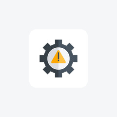 Error gear icon, System error symbol, Error code indicator flat icon, flat color icon, pixel perfect icon