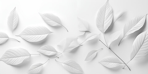 White leaves on a white wall background Intricate Patterns of White Leaves Creating a Captivating Wall Mural AI Generative 
  