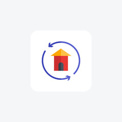 House exchange icon, Property exchange, Property transfer flat icon, flat color icon, pixel perfect icon