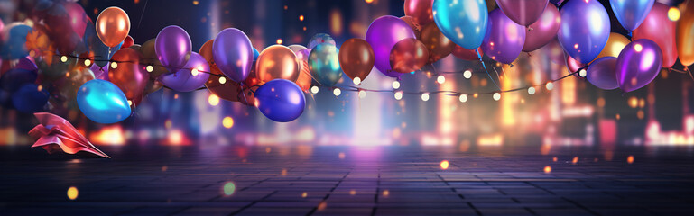 Party Background Colored Confetti Balloons - obrazy, fototapety, plakaty