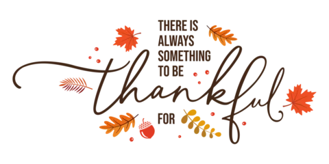 Fotobehang There is always something to be thankful for, hand lettering calligraphy, vector illustration with fall leaves isolated for Thanksgiving greeting cards, t shirt, invitation, template, printable, USA © Rajan